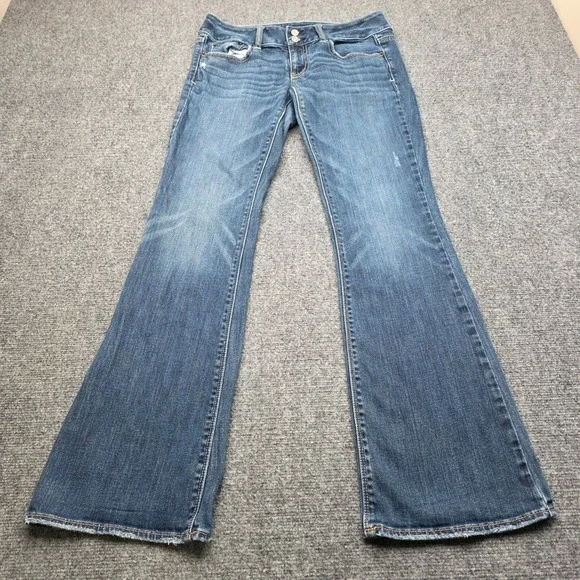 American Eagle Artist Flare Jeans Womens Size 6 Regular Blue Stretch Denim Boho - Picture 2 of 8